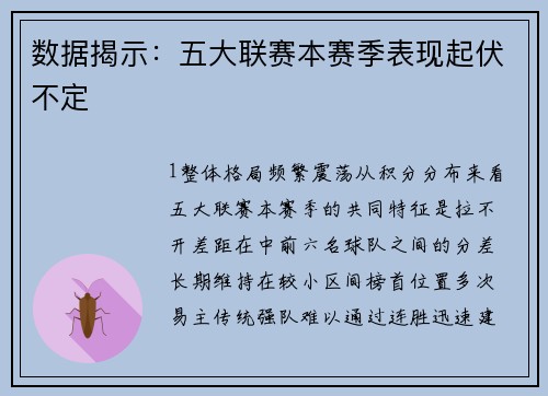 数据揭示：五大联赛本赛季表现起伏不定